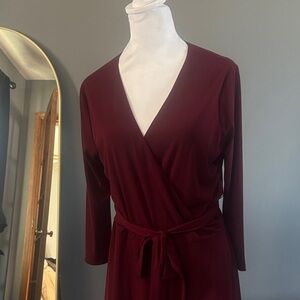 Brooks Brothers Long Sleeve Burgundy Wrap Dress
